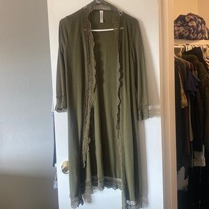 Long olive cardigan